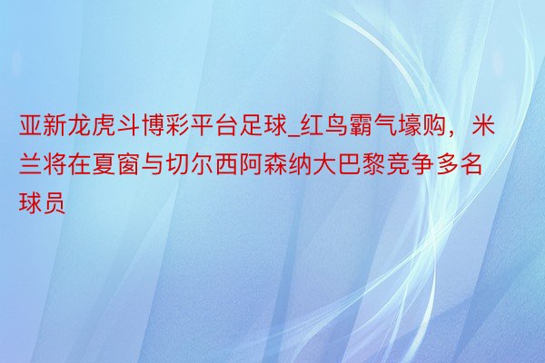 亚新龙虎斗博彩平台足球_红鸟霸气壕购，米兰将在夏窗与切尔西阿森纳大巴黎竞争多名球员